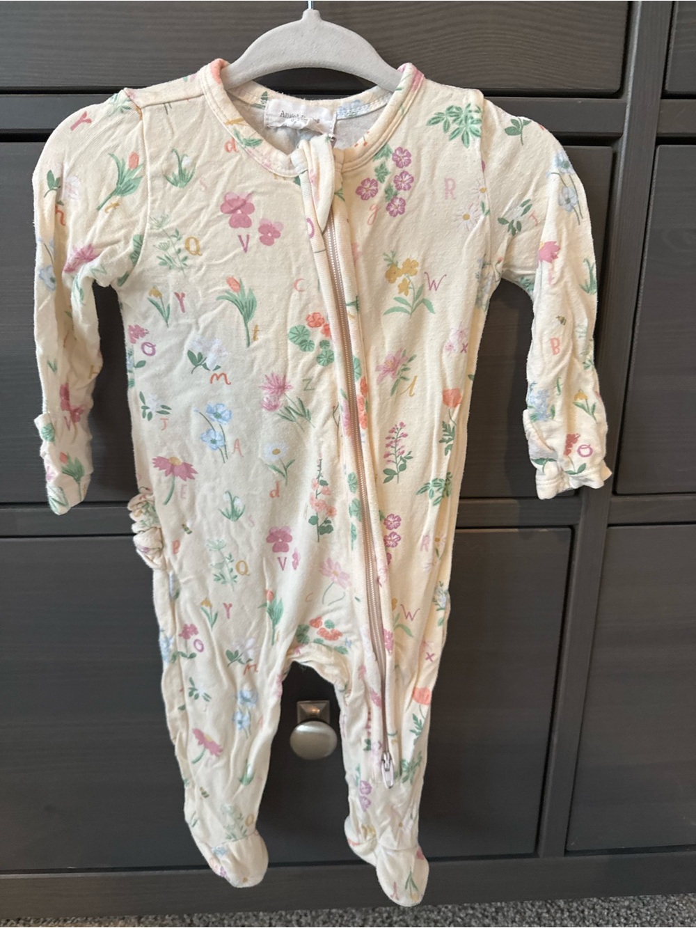Angel Dear Cream Floral Zip-Front Pajama One-Piece with Pastel Accents